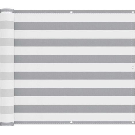Paravent de balcon gris clair et blanc, 90 x 400 cm (1/5)