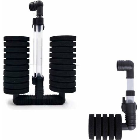 2 pièces Aquarium Betta Filtre, éponge Filtre biochimique, Aquarium Fish Tank Mini Filtre, Aquarium Accessoires(Noir/Double + Simple) (1/5)