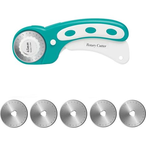 APEX Cutter Rotatif Couture 45mm, Kit de Couteau Roulette Couture avec 5 Lame de Rechange et Découpe Précise Mécanisme de Protectio (1/5)