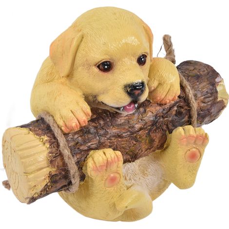 Schaukelnde Welpenstatue aus Kunstharz, realistische Tierfigur, Skulptur, Kunsthandwerk, Gartendekoration (1/5)