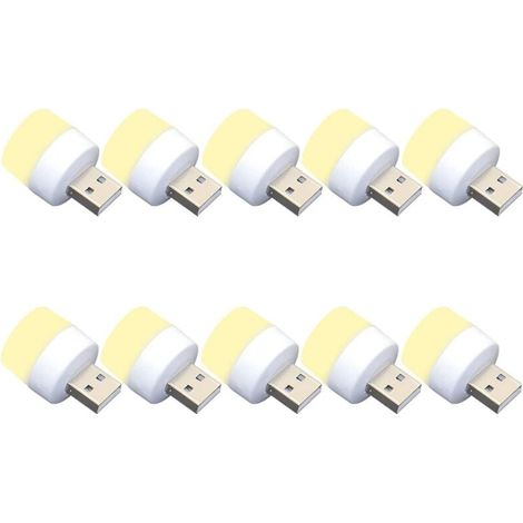 veilleuses LED USB 5V-1A 6000K 110lm lumière chaude 1w 5v lot de 10 (1/4)