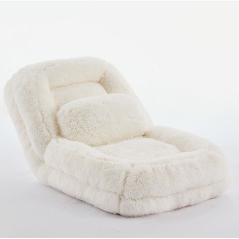 Sofá de suelo plegable 5 posiciones de felpa beige 102x89x88 cm HOMVRA (1/5)