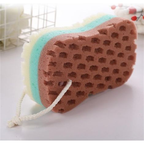 Grande éponge de bain loofah pour exfolier le corps et se laver sous la douche - 3 couleurs, convient aux femmes, aux hommes et aux enfants (1/5)