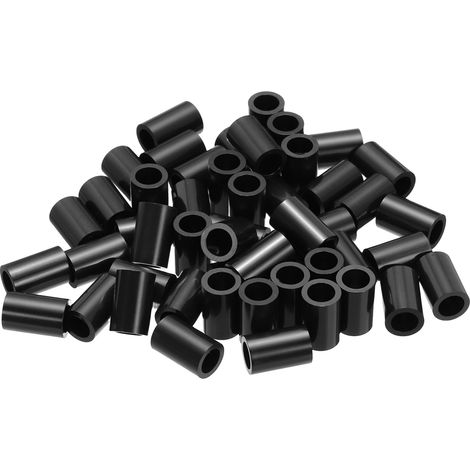 50Pcs Entretoise ABS M6 x 9mm OD x 14mm L Rondelles d'Espacement Rondes en Plastique Noir, Écrou d'Écartement Non Fileté pour Vis, Boulons, Prise Électrique (1/5)