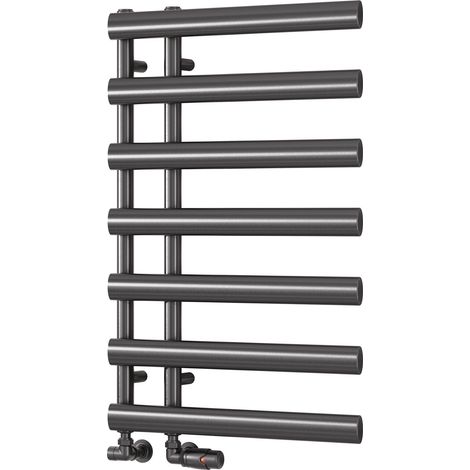 Reina Grace Designer Heated Towel Rail 780mm H x 500mm W Brushed Gun Metal (1/2)
