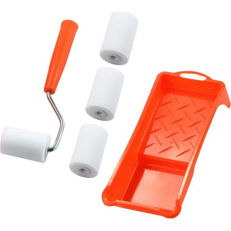 Rouleau Peinture En Mousse - 2 Pouces - Cadre Métallique - Bac À Peinture Inclus - Pour Murs Meubles Et Détails - Lot De 4 Rouleaux (1/5)