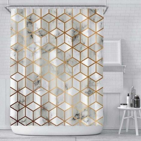 Rideau de Douche Anti Moisissure en Tissu Polyester, Original Rideau de Bain Impermeable Lavable en Machine, avec 12 Crochets pour Salle de Bains,180x180cm