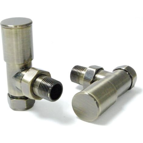 West Milan Angled Radiator Valves Pair - Antique Brass (1/3)