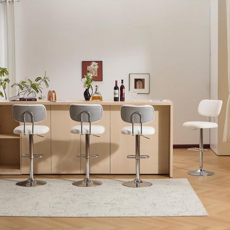 Barhocker 4er Set, höhenverstellbar, drehbar, Bouclé-Stoff, mit Rückenlehne (1/5)