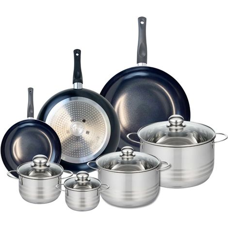Ensemble de 3 Poêles de cuisson 20, 28 et 32 cm et 4 faitouts 12, 14, 20 et 24 cm Elo Prima Brillant (1/5)