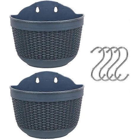 Lot de 2 pots de fleurs suspendus en plastique - Crochets amovibles (1/5)