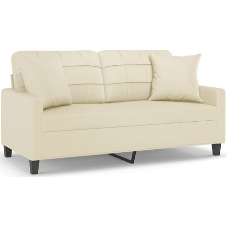 Maison Exclusive - Canapé 2 places avec oreillers crème 140 cm similicuir