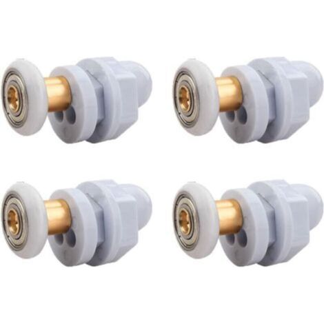 Roulettes en laiton pour porte de douche coulissante – Lot de 4 roulettes compatibles avec portes vitrées de douche coulissantes (épaisseur 19 mm), montage facile, résistant à la corrosion (1/4)