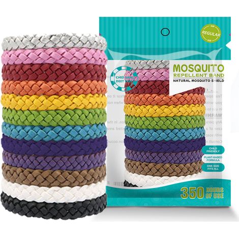 Lot de 12 bracelets anti-moustiques avec sangles réglables, sans DEET, essentiels de voyage, 350 heures de protection contre les moustiques (1/5)