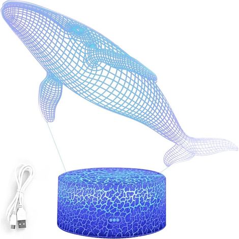 Lampe de bureau baleine 3D, veilleuse LED colorée portable, décoration pour chambre d'enfant (1/5)