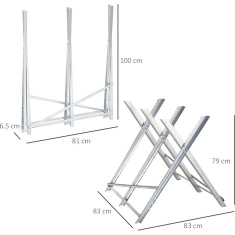 Support de scie à bois triangulaire pliable en métal (avec lame de scie), 83 x 83 x 79 cm, argent (1/5)