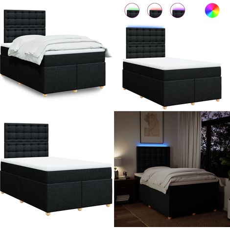 vidaXL Boxspringbett mit Matratze Schwarz 120x200 cm Stoff (1/5)