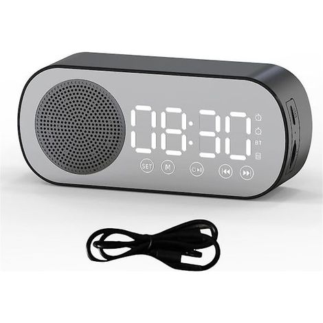 Radio-réveil Bluetooth sans fil avec double alarme, compatible carte TF, réveil numérique pour la maison et le bureau (1/5)