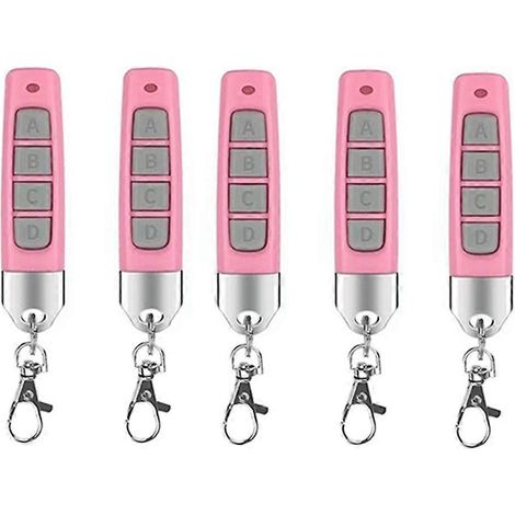 5er-Pack kompakte 433-MHz-Funk-Duplikatoren mit Fernbedienung für Garagentore und Einfahrtstore – Universell kompatibel – Rosa (1/5)