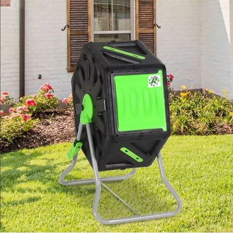 Composteur domestique de jardin, Bac à compost Rotatif 360° de 70L - décomposition rapide des matières organiques pour engrais (1/4)