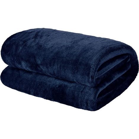 Couverture en flanelle douce et chaude, grande taille, bleu marine(BR) (1/3)