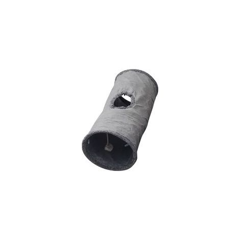 Jouet tunnel pour chat en daim, tunnel coucou pliable avec boule auto-divertissante, fil d'acier intégré, doux et délicat, meilleures ventes, café pour chat, famille avec chats, Gris,S (1/5)