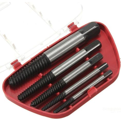 Juego de guías para extracción de pernos rotos, extractor de tornillos, brocas de centrado, fácil velocidad de extracción, 5 piezas (1/4)