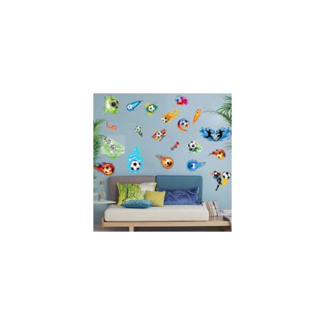4 pegatinas de pared de fútbol a todo color, tamaño M - Crezuo