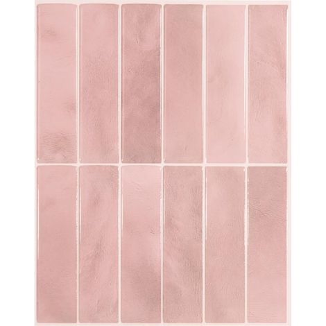 Lot de 5 autocollants muraux pour dosseret, autocollants muraux pour carrelage de cuisine et de salle de bain, rose (1/5)