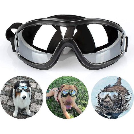 Lunettes de soleil pour animaux de compagnie, protection anti-UV pour chien, étanches, avec bandoulière élastique réglable, adaptées aux chiens de grande et moyenne taille. (1/5)