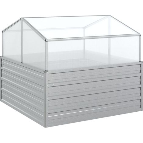Maison Exclusive - Letto Rialzato da Giardino con Serra 100x100x85 cm Argento