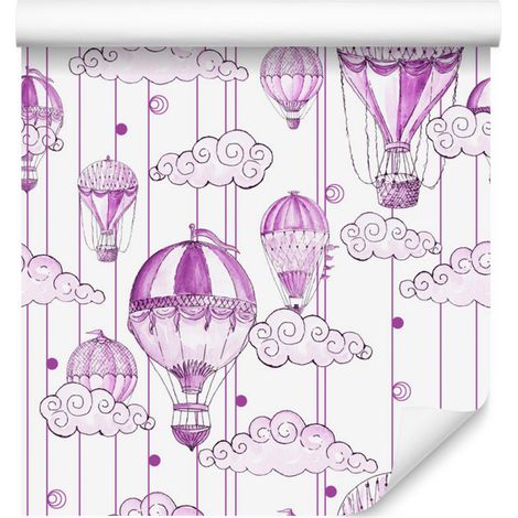 Papel pintado con globos en tonos morados para salón y dormitorio, 50x1000 cm. (1/5)
