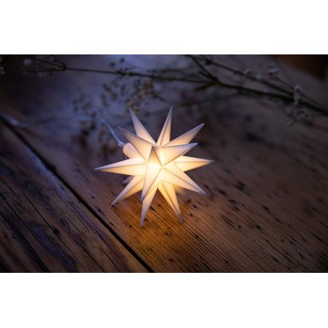 Petite étoile Noël LED blanche 8 cm 18 branches compartiment piles