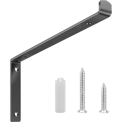 Supports décoratifs simples en acier inoxydable pour étagère murale en forme de L avec vis - Support facile à installer (1/5)