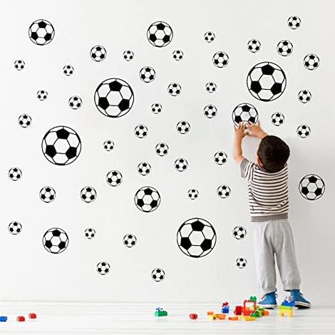 86 Stück Fußball-Aufkleber,Fußball-Wandaufkleber, Wandkunst, DIY, Fußball-Dekoration, Aufkleber für Kinderzimmer, Jungen, Teenager, Mädchen, Schlafzimmer, Spielzimmer, Wohnzimmer, Fenster (1/5)