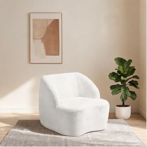 Fauteuil relax blanc crème 81 x 82 x 73,5 cm 1 place en polyester (1/5)