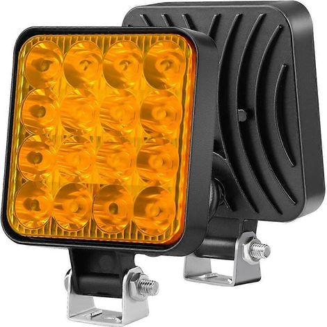 1 barre LED pour voiture, 16 LED, projecteur de travail ultra-lumineux pour camion, tracteur tout-terrain, phare antibrouillard 12 V, jaune (1/5)