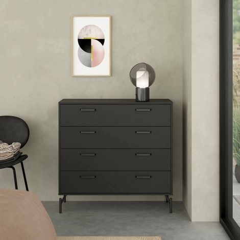 Dmora - Cajonera Constance, Cómoda multiusos, Cómoda de dormitorio, Gabinete con cajones, 99x40 h96 cm, Negro (1/5)