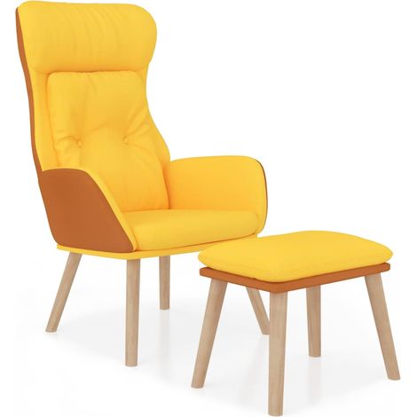 Maison Exclusive - Relaxsessel mit Hocker Senfgelb Kunstleder & S (1/5)
