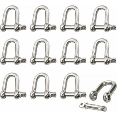 Stainless Steel Shackle 12 Pieces M4 Stainless Steel Shackle Lifting Shackle Chain D Ring Shackle Shackle Pin Screw Buckle Straight Shackle Gasket Clasp for Chain (1/5)