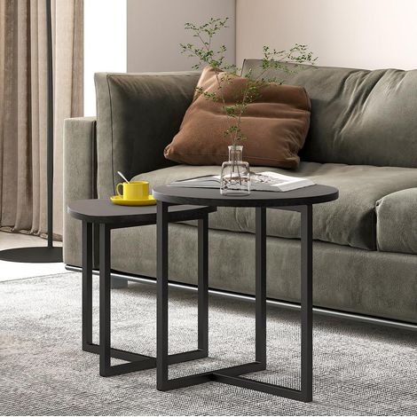 Mesas centro nido corazón metal negro 2 piezas OKMYHOME (1/4)