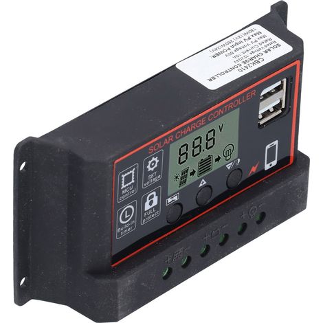 Régulateur de Charge Solaire PWM 10A 12V/24V pour Panneaux Photovoltaïques (1/5)