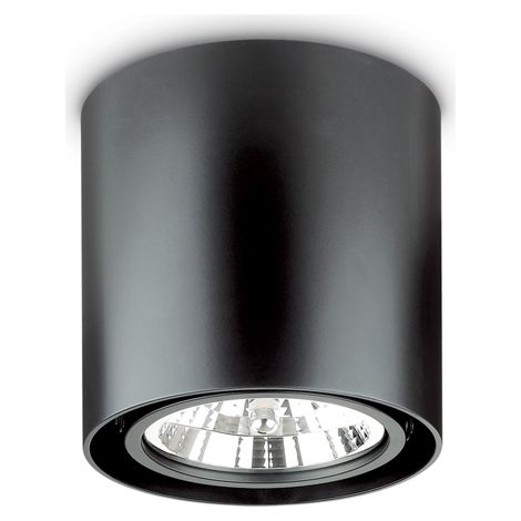 Plafoniera Moderna Mood Round Alluminio Nero 1 Luce Gu10 10W 3000Kd15Cm (1/2)
