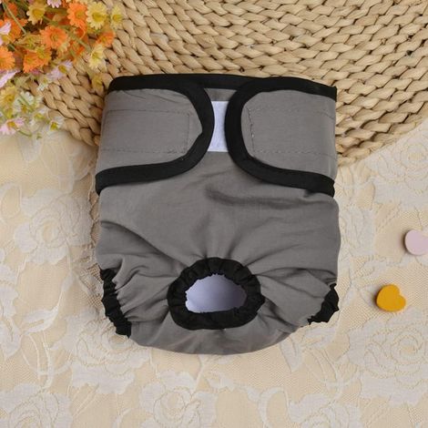 QAZQA Couches pour chien durables, couches pour chiots réutilisables et absorbantes pour chiens mâles et femelles en chaleur, règles, incontinence ou miction excitable (XL,gris) (1/4)
