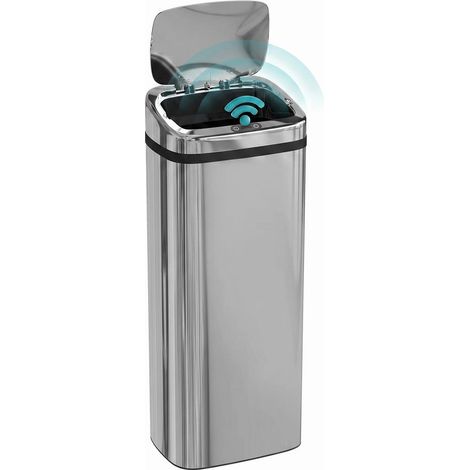 Poubelle Automatique 50L en Acier Inoxydable pour Cuisine, Poubelle Électrique à Capteur Infrarouge Sans Contact (1/5)