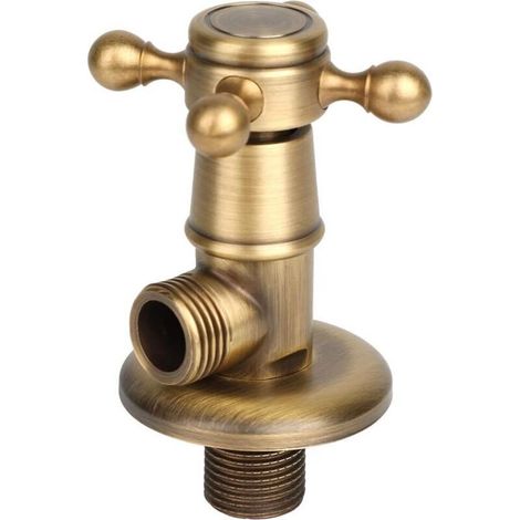 Vanne Triangulaire en Laiton, Vanne d'angle en Cuivre de Salle de Bain G1/2 Vanne d'Arrêt d'eau Chaud et Froid Universelle Composants de Douche Raccord Universels- (1/4)