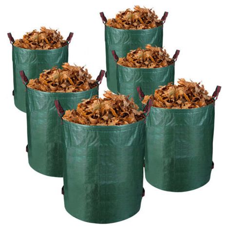 QORVA-6X Sac de jardin Gazon Récipient Sac à feuilles XXL Sac pour déchets verts 272L Poubelle - Vert (1/5)