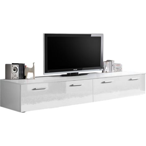 Mueble TV 200cm Colección COMET. Color blanco. 2 puertas abatibles.