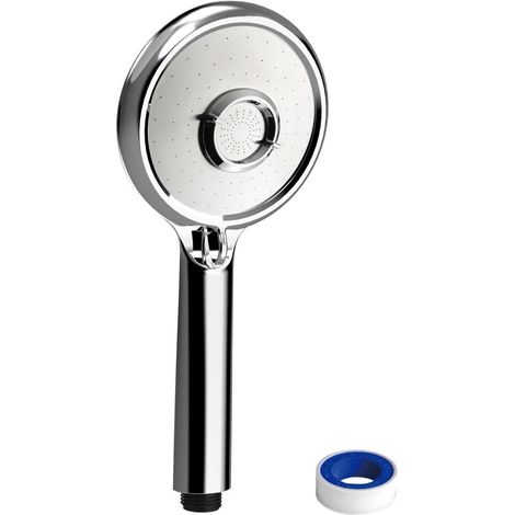 Handbrause mit 3 Strahlarten, Antikalk, Wassersparend, Chrom, Leichtmontage (1/5)