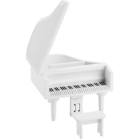 Piano à queue en bois - - 1:12 - Blanc - Accessoire maison de poupée - Durable (1/5)